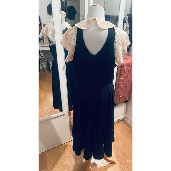 Unique Vintage black and cream dress size Large Medium - Picture 4 of 8